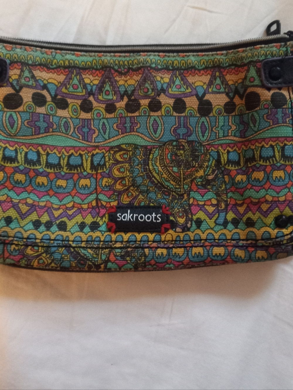 Vintage SAKROOTS Canvas Zippered Hobo Bag